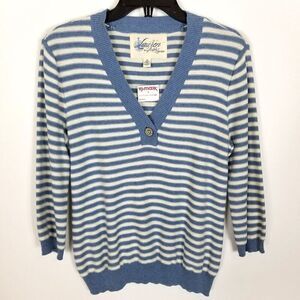 Lauren Ralph Lauren Womens Cotton 3/4 Sleeve  Sweater Size M Navy/ White Striped